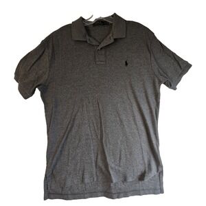 POLO Ralph Lauren Men's Grey Short Sleeves Black Logo Polo Size M
